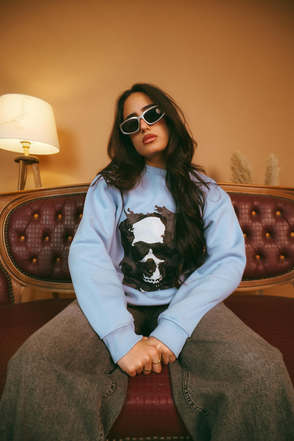 Designed Baby Blue Regular Crewneck