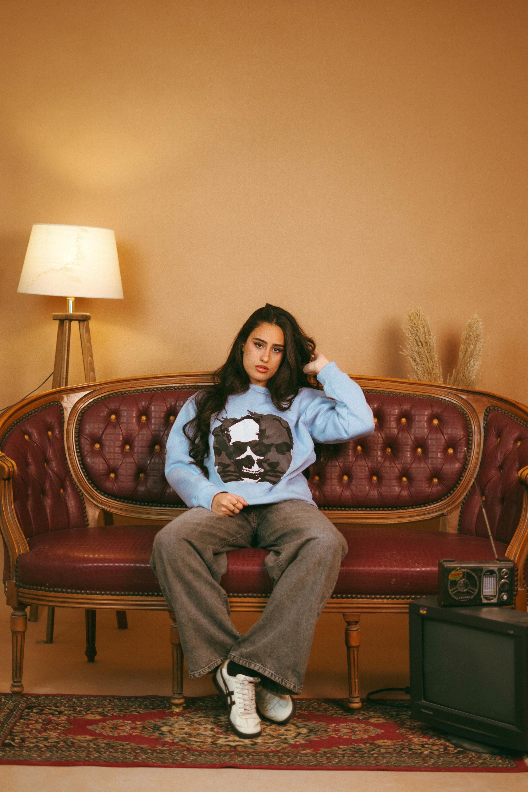 Designed Baby Blue Regular Crewneck