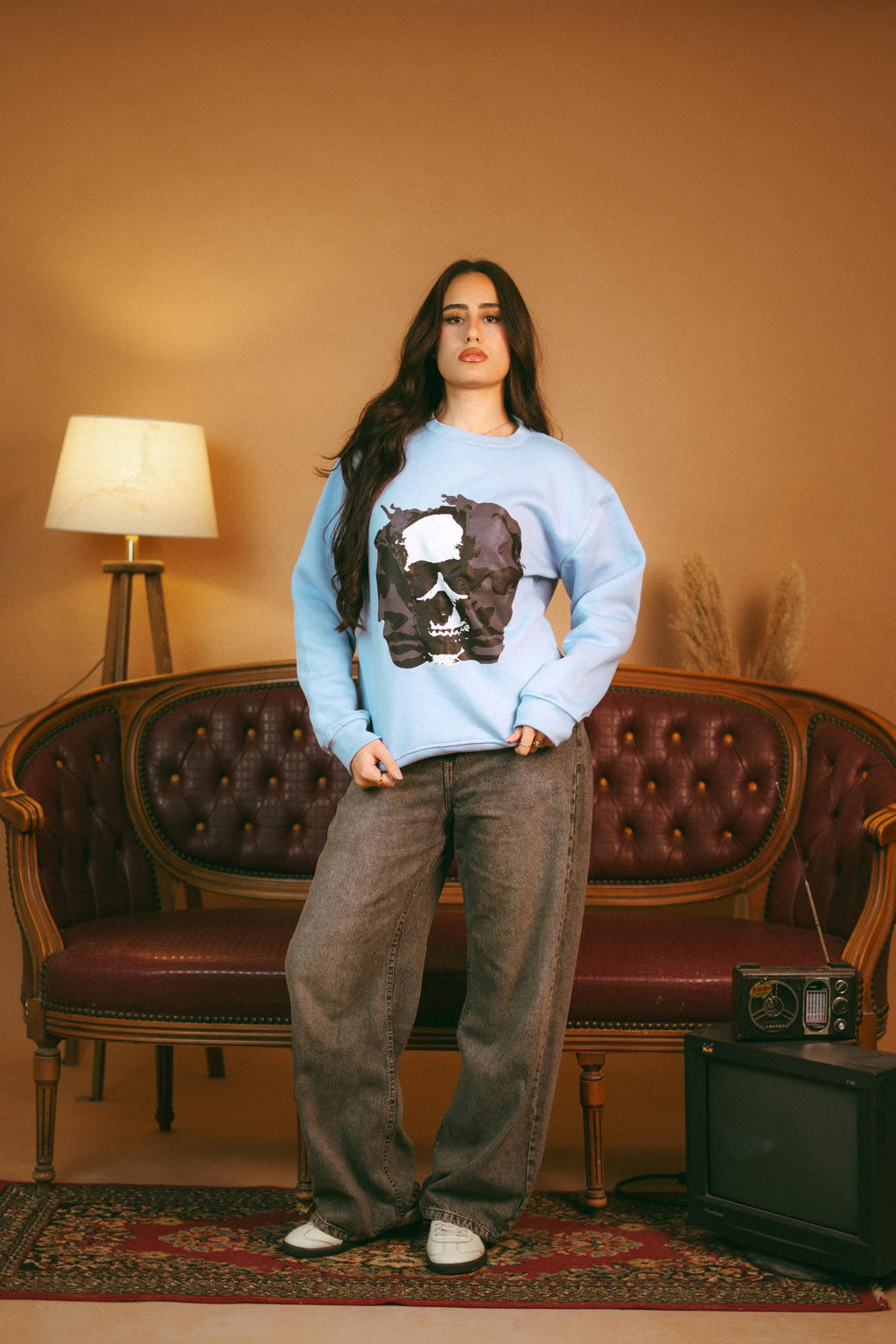 Designed Baby Blue Regular Crewneck