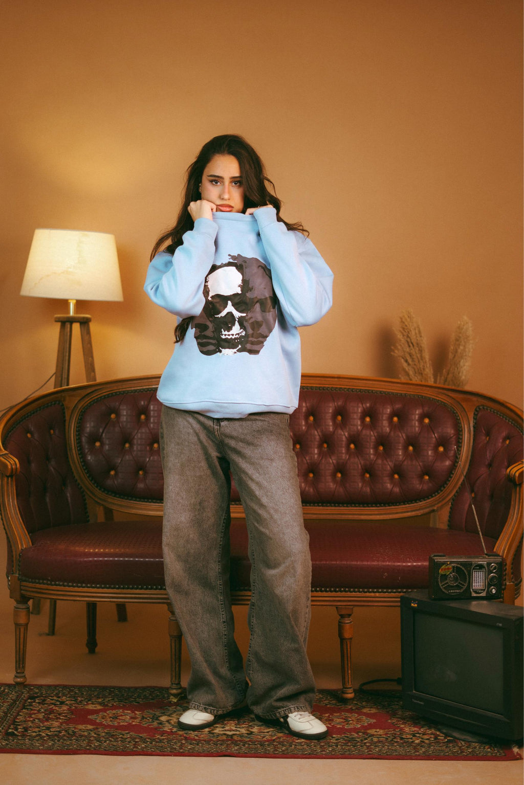 Designed Baby Blue Regular Crewneck