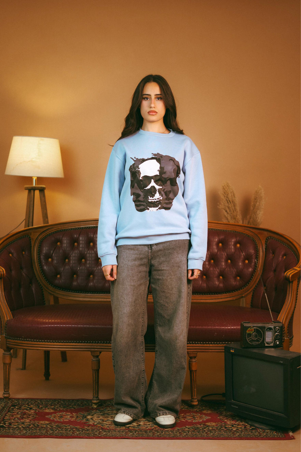 Designed Baby Blue Regular Crewneck