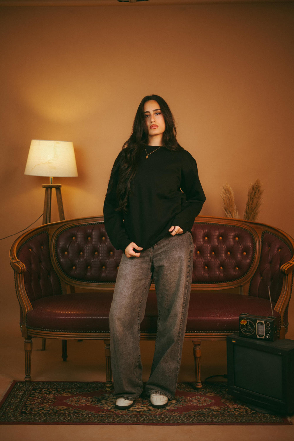 Black basic oversized crewneck