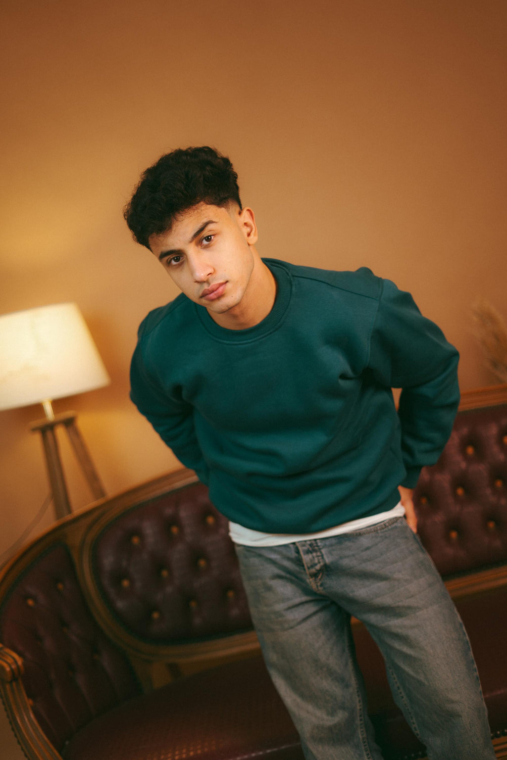 Petroleum basic oversized crewneck