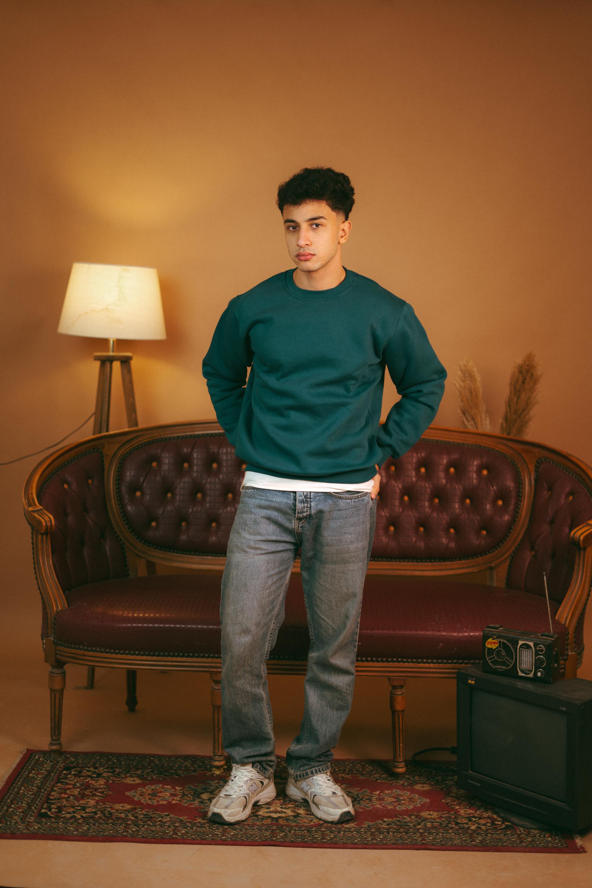 Petroleum basic oversized crewneck