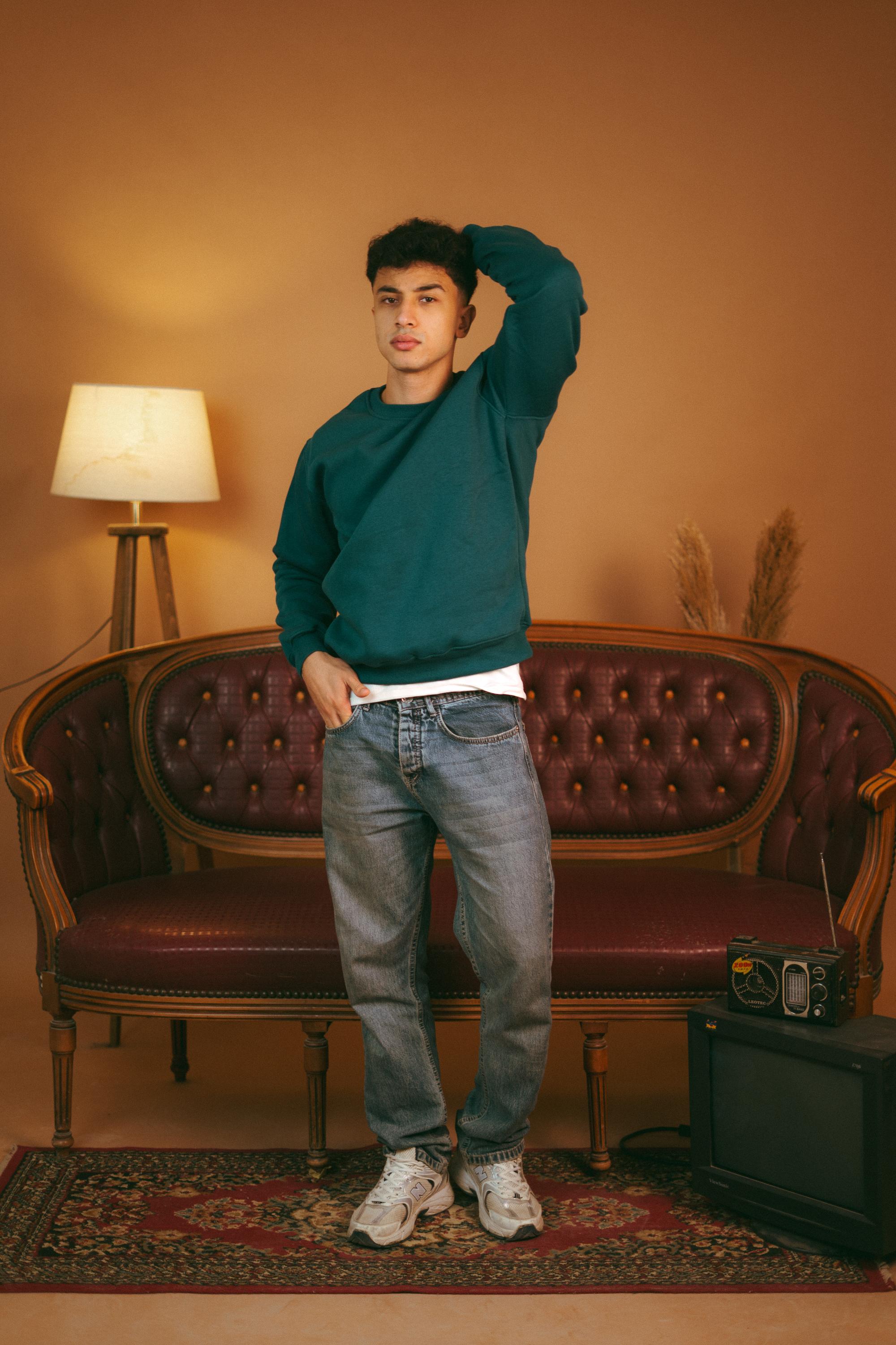 Petroleum basic oversized crewneck