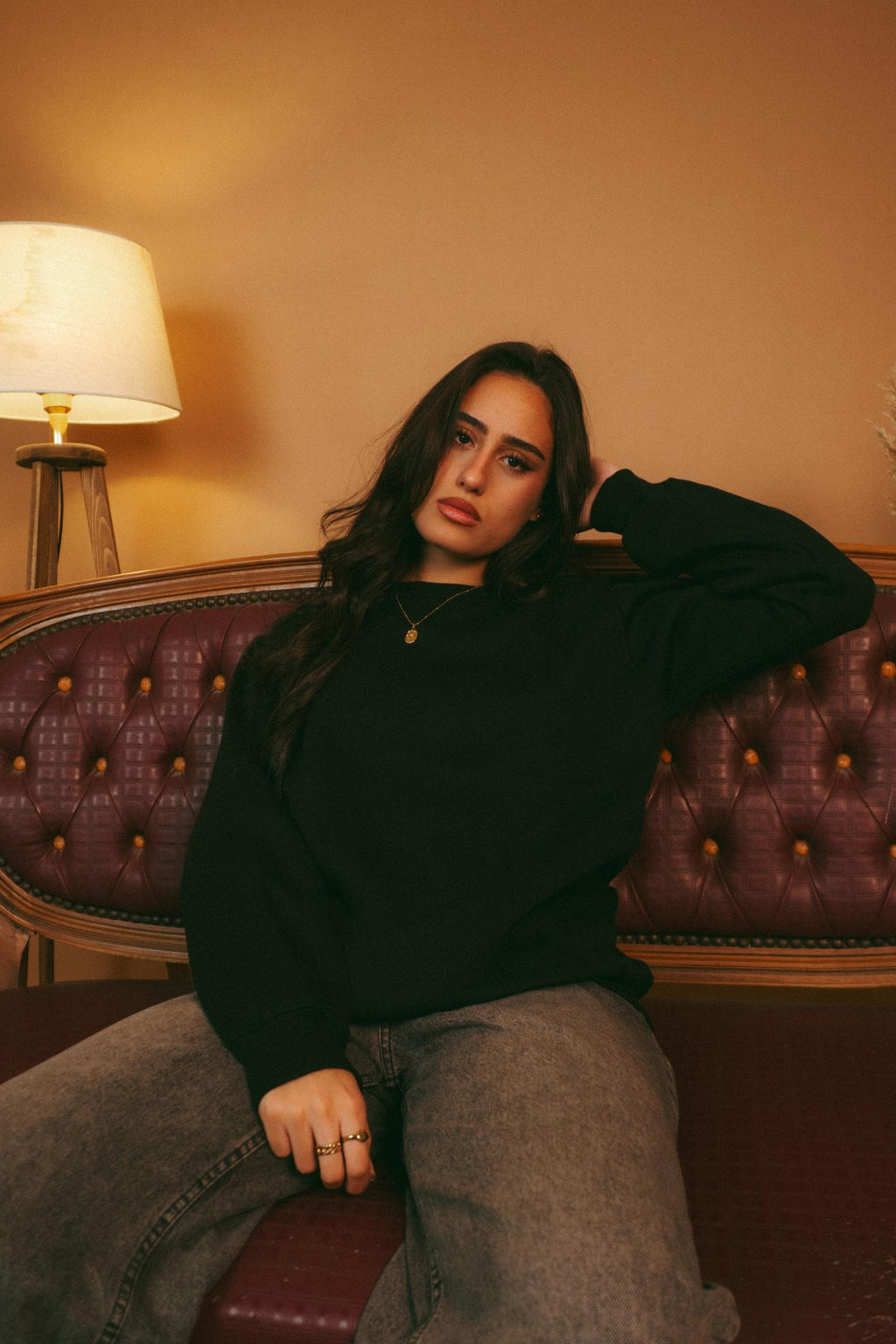 Black basic oversized crewneck
