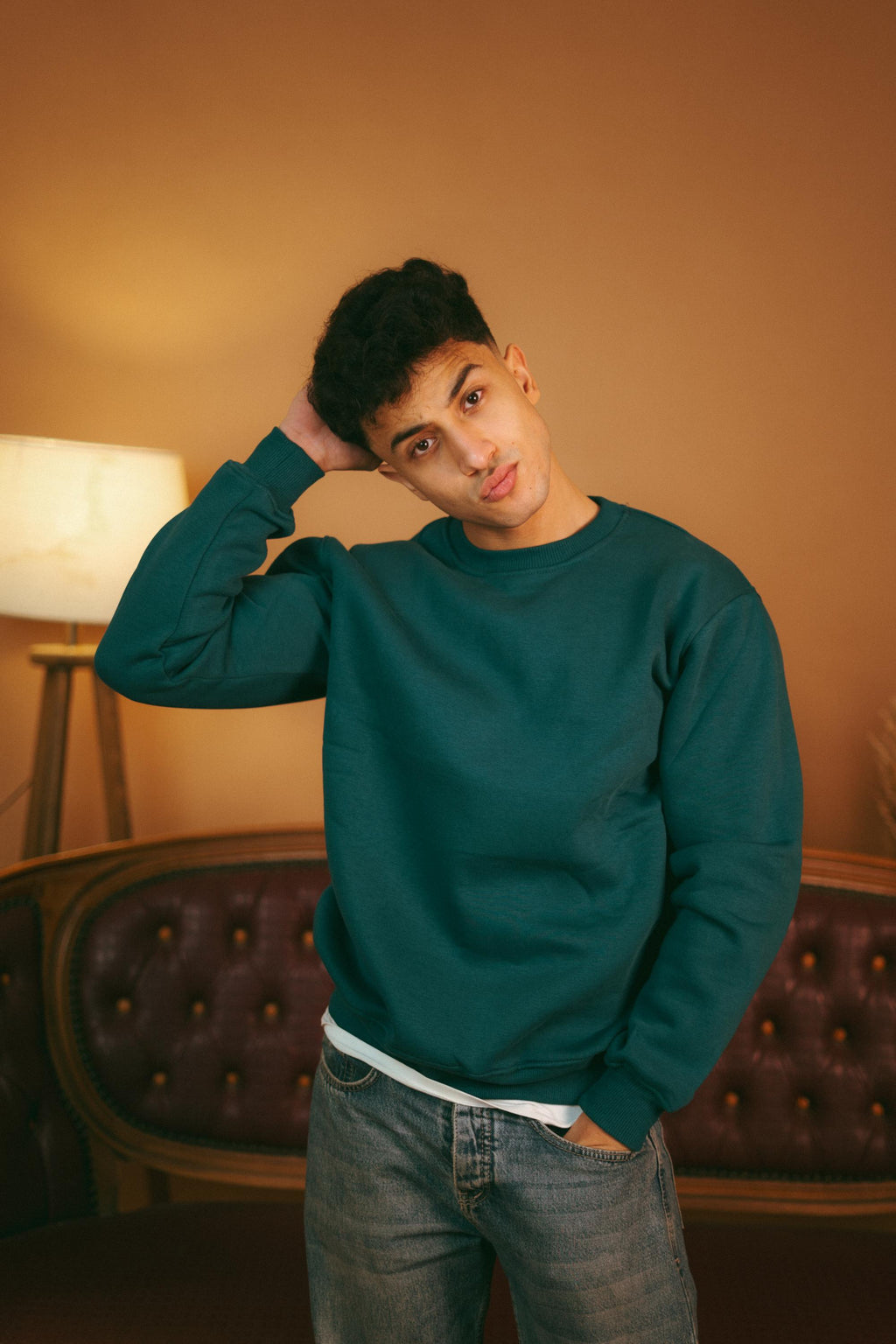 Petroleum basic oversized crewneck