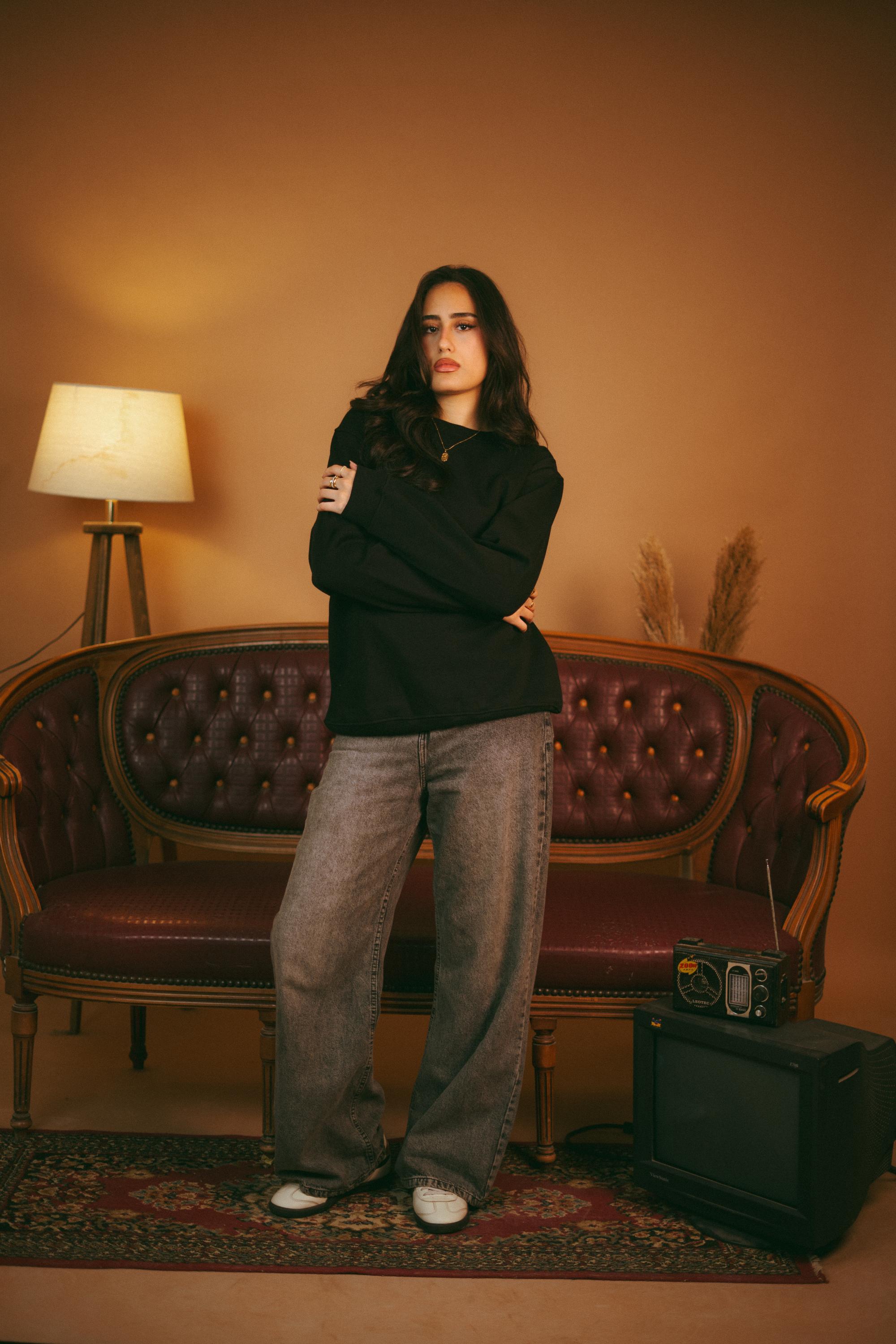 Black basic oversized crewneck